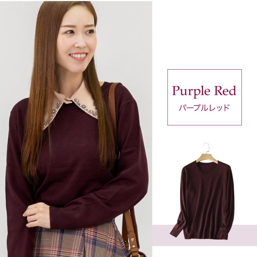 女性用シルクウールニットTシャツ 長袖 4