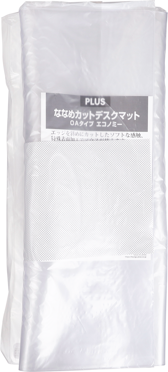 （まとめ買い）プラス デスクマット ななめカット OA マウス対応 W(下敷付)薄手 1045×715mmDM-005EW〔×3〕