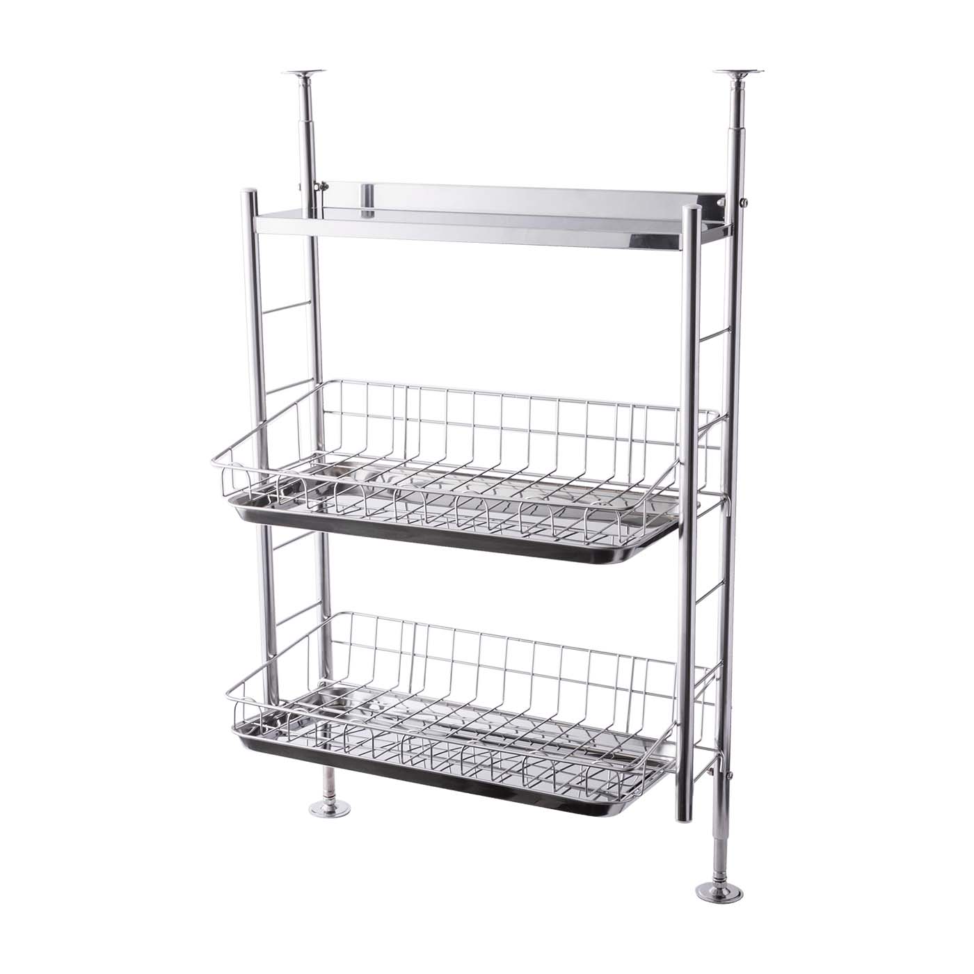 ステンレス 3段式キッチンラック　デラックス　水切りラック　燕三条製 水切りラック ステンレス製 キッチン用品 燕三条製 [内山産業