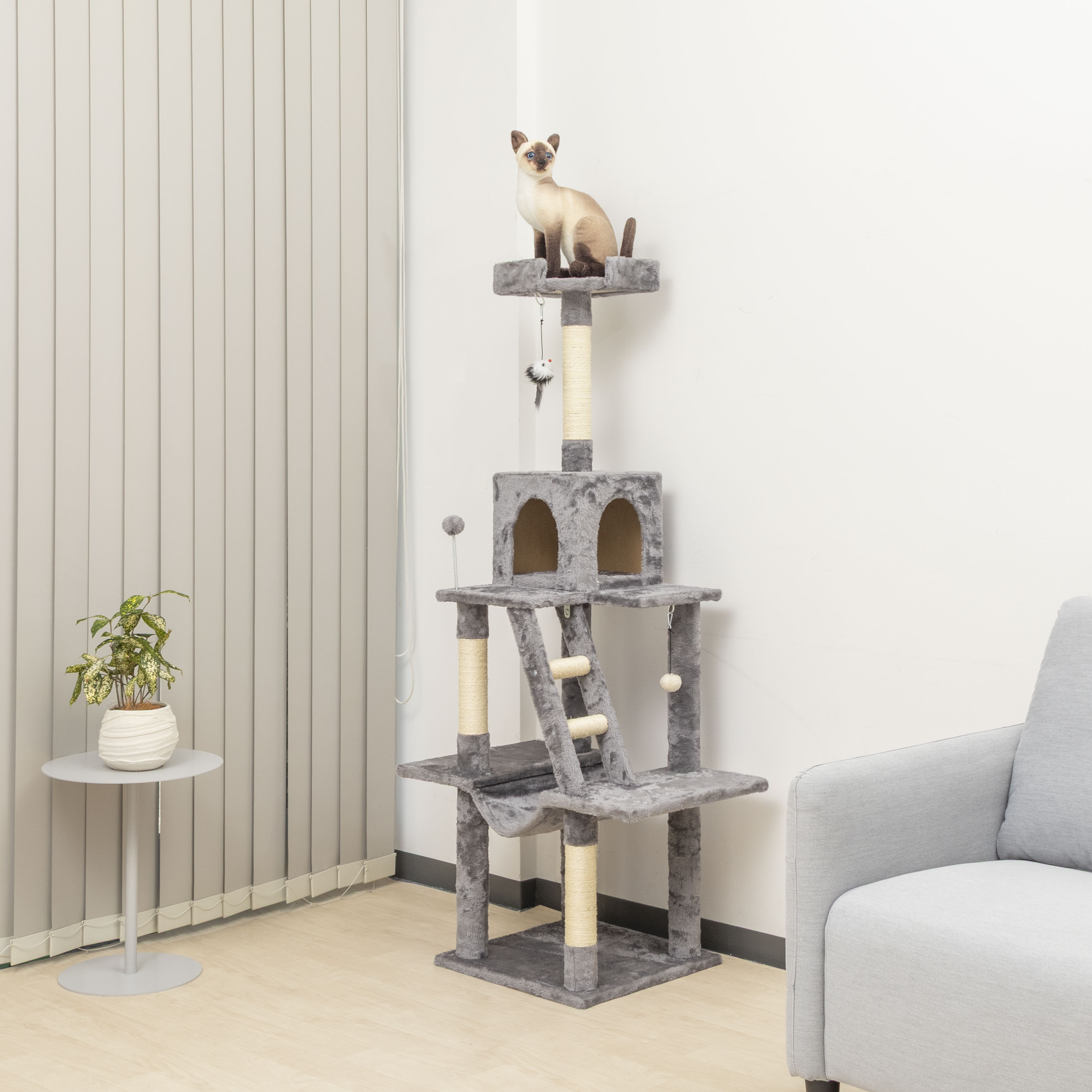 キャットタワー 据え置き ハンモック付き 12