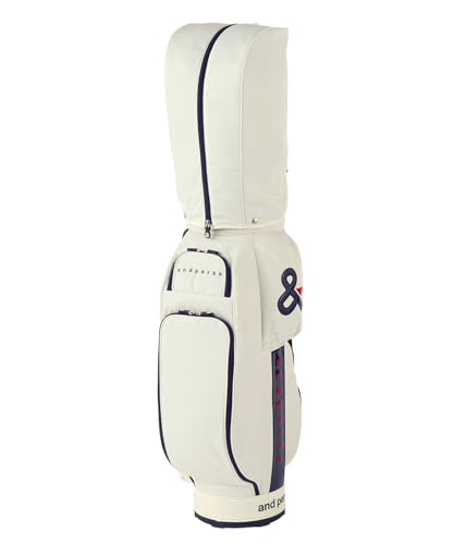 キャディバッグ ホワイト×ピンク フード・ネームプレート付 軽量