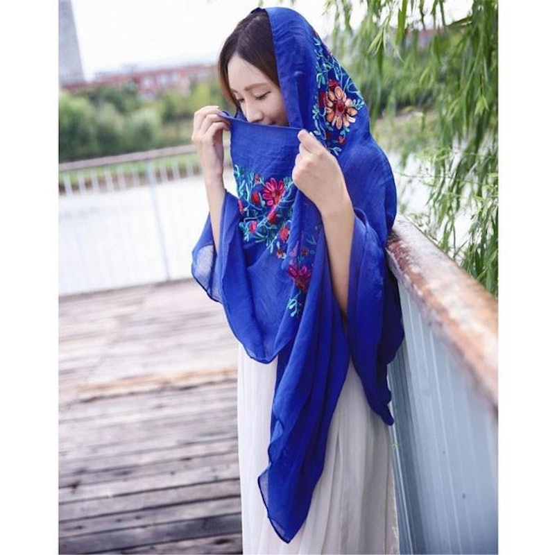 花刺繍民族調大判ストール 6