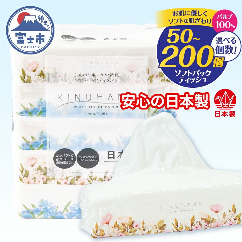 ティッシュ きぬはな ソフトパック 50個 1