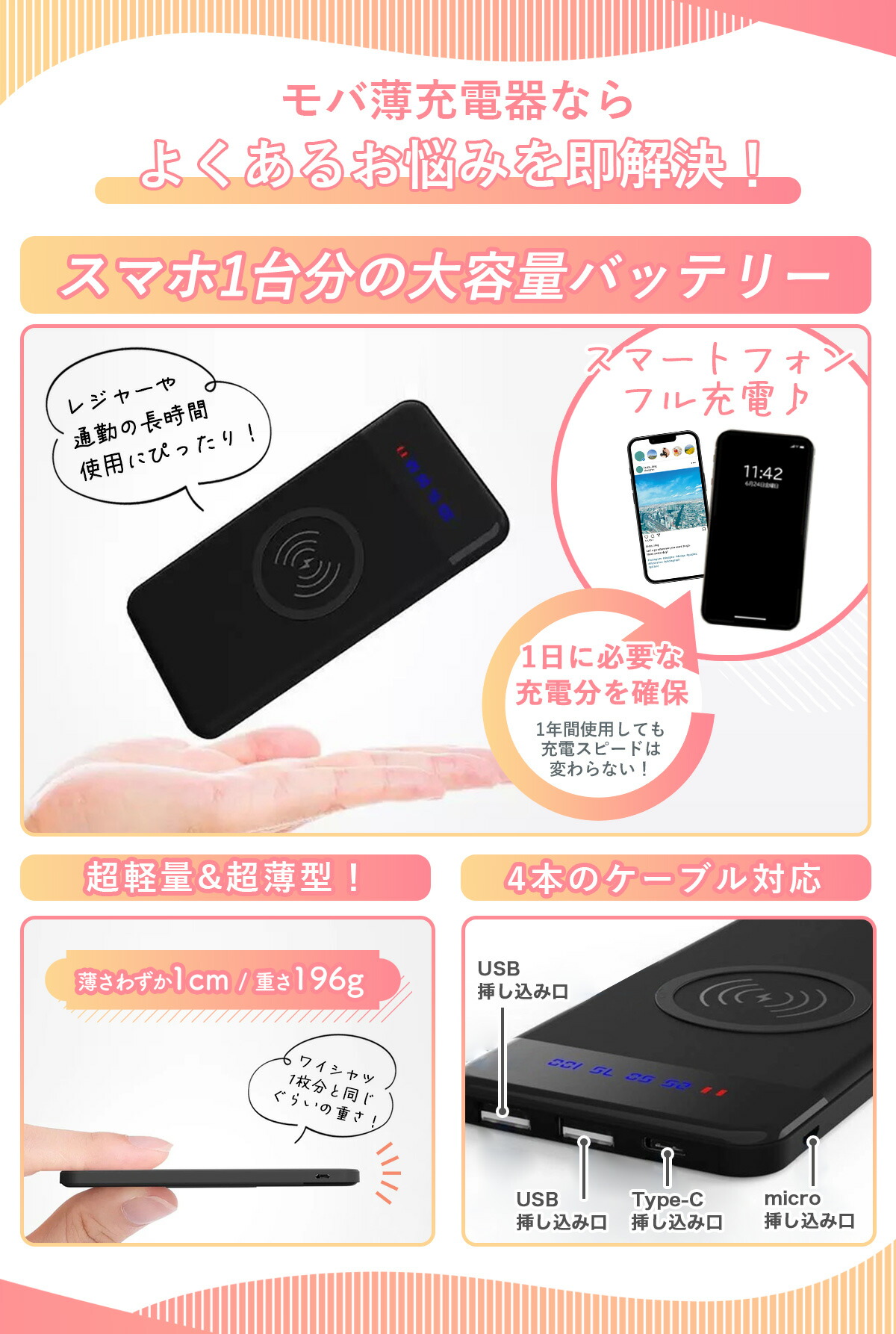 超薄型 モバイルバッテリー 3