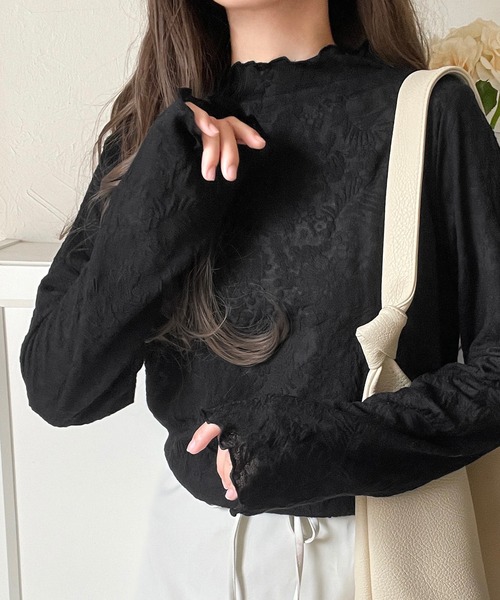 プチハイネック花柄レースメロウトップス 2
