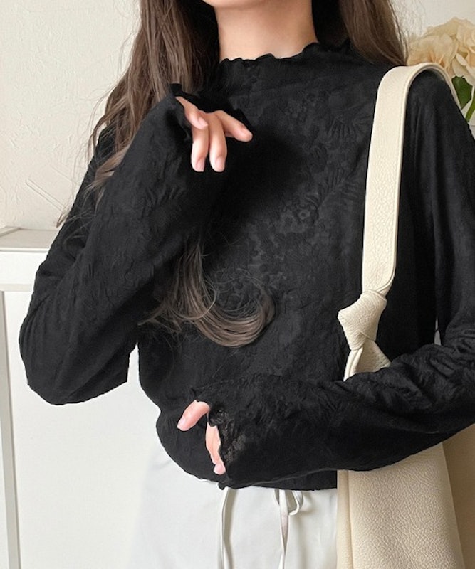 プチハイネック花柄レースメロウトップス 2