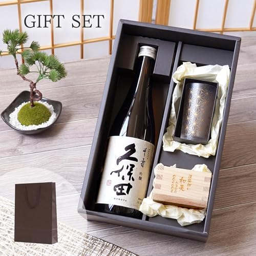 久保田 720ml＆和小紋グラスと枡のこぼれ酒セット 4