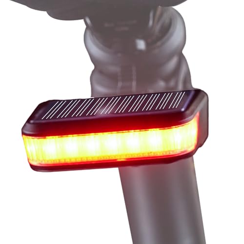 ソーラー自転車テールライト ブラック ソーラー充電+TYPE-C直接充電 600mAhバッテリー 9