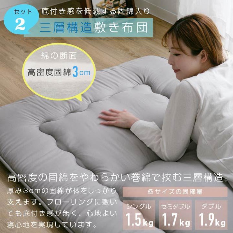 敷布団セット 300cm幅 厚さ15センチ 上層部+下層部セット アイボリー 来客 敷布団セット 300cm幅 厚さ15センチ 上層部+下層部セット アイボリー 来客