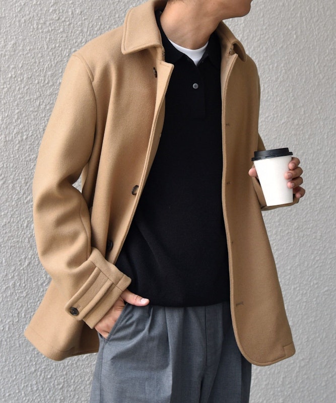 PURE WOOL MELTON シングル Pコート 5