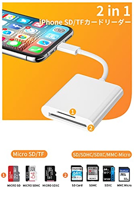 2in1 i-Phone/iPad用SDカードリーダー 3