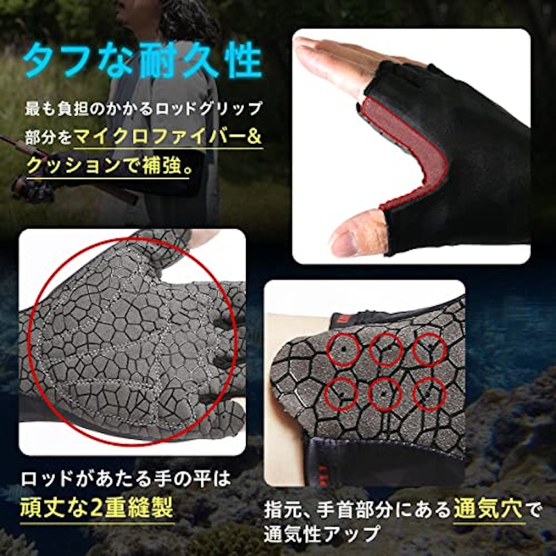フィッシンググローブ 高グリップ UVカット 5