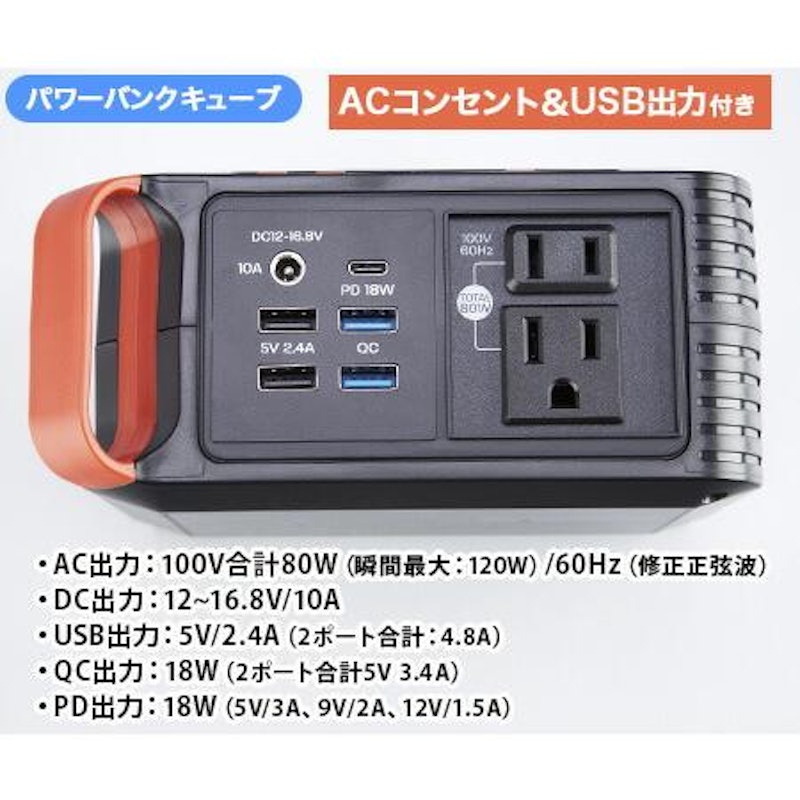 ソーラーパネル付きポータブル電源 パワーバンクキューブ 5