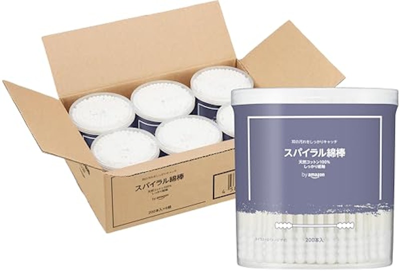 by Amazon スパイラル綿棒 200本x6個 1