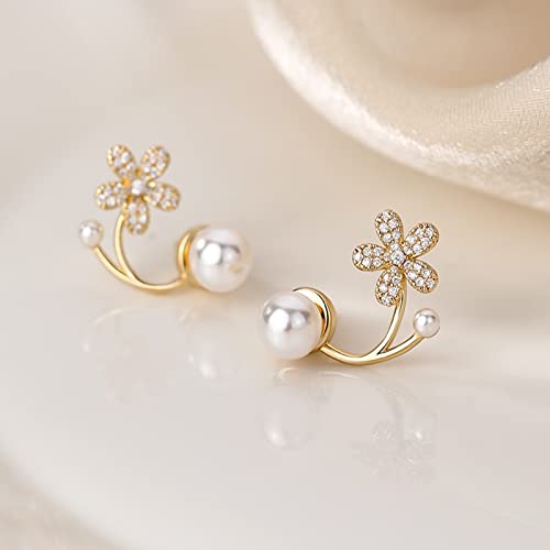 お花モチーフ パールピアス 2