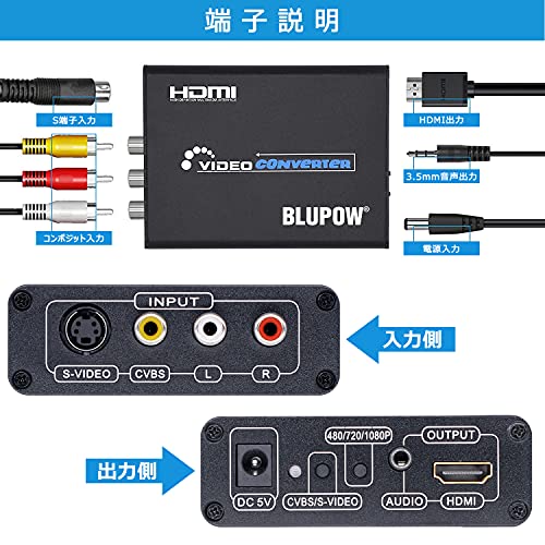  コンポジット/S端子 to HDMI 変換器 5