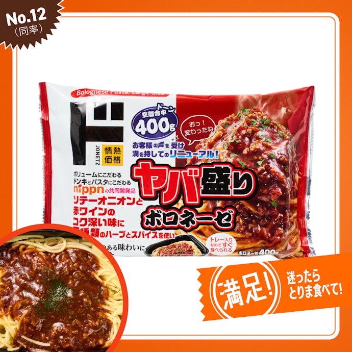 【12位(同率)】ドン・キホーテ「ヤバ盛りボロネーゼ」(214円)