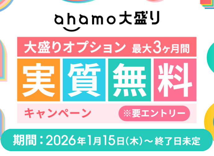 大盛りオプションが最大3か月間実質無料