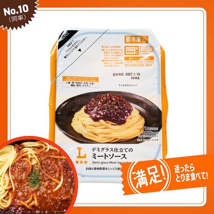 【10位(同率)】ローソン「デミグラス仕立てのミートソース」(343円)
