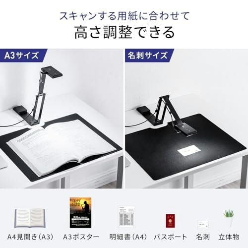 撮影したい資料の大きさに合わせて対応サイズをチェック