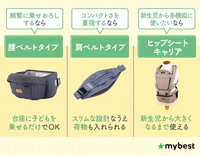 自分に合ったヒップシートの形状・使い方をチェックしよう