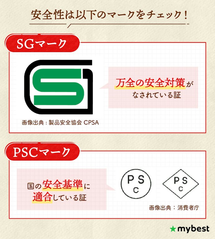 SGマーク・PSCマーク付きなら安心して使える