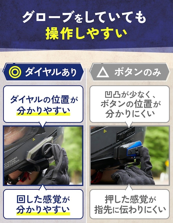 ダイヤルで操作できるバイク用インカムがおすすめ
