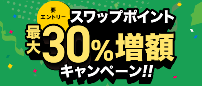 三菱UFJ eスマート証券 FXで新規建てをするとスワップポイントが最大30%増額される