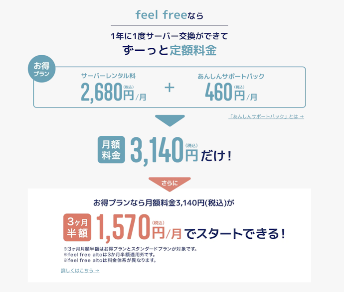 【feel freeシリーズ】 使い放題プランが3か月間1,570円