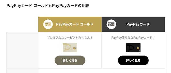 PayPayカードゴールドとの違いは?PayPayカードの種類をチェック