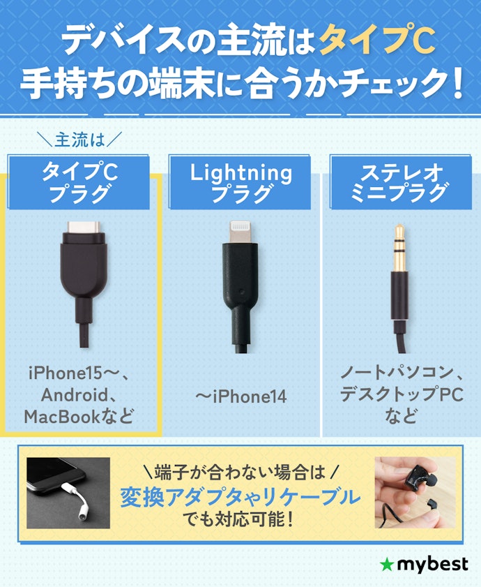 まずは端子がデバイスの規格に合っているか確認しよう