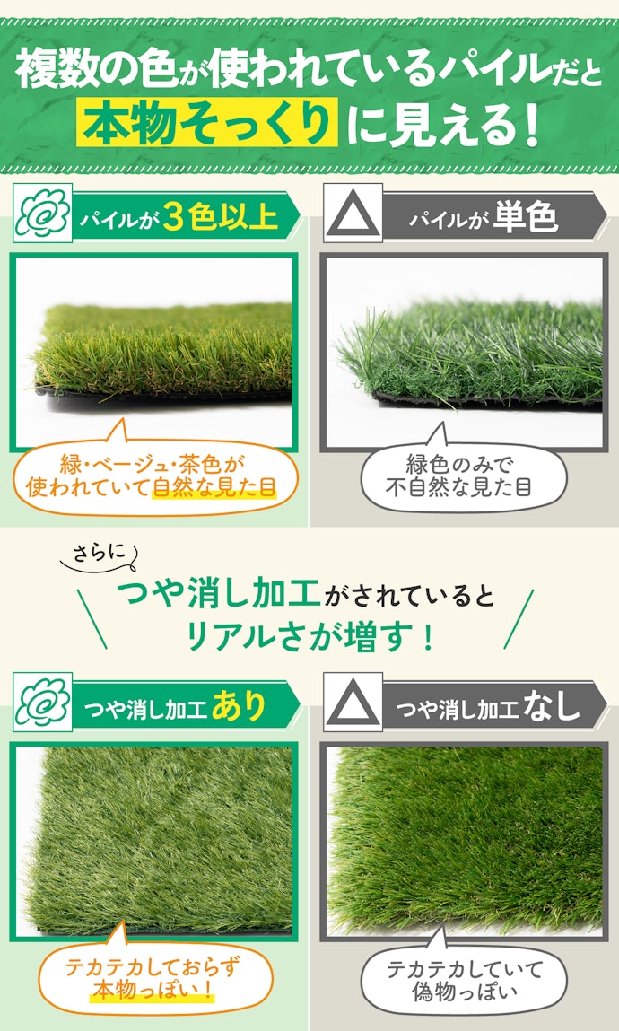 1番に重視すべきは「リアルさ」。パイルの色とつやに注目