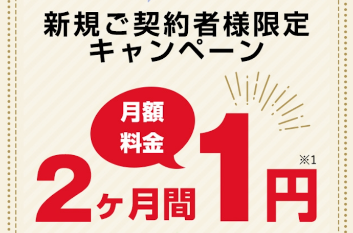 スノーアルプス:2か月間の月額料金が1円