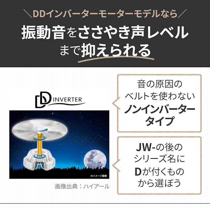 動作音が気になるならDDインバーター搭載モデルを要チェック
