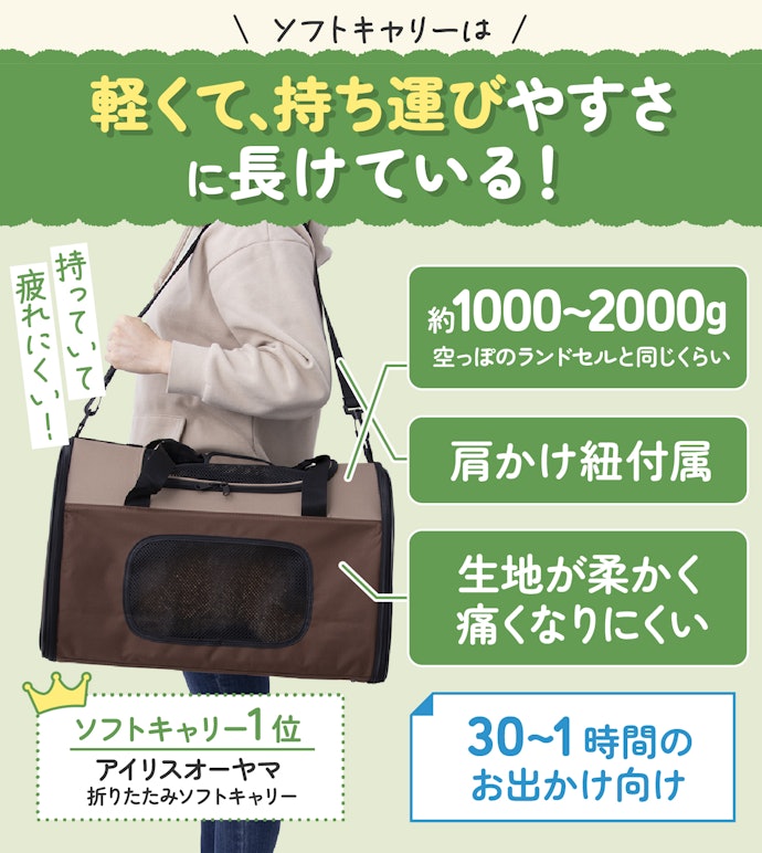 近場のお出かけに使うならソフトキャリーがおすすめ