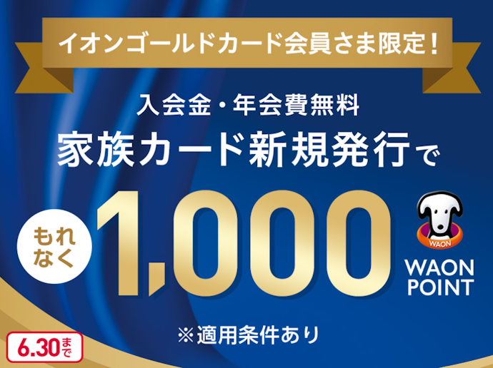 ゴールドカード会員の家族カード新規発行で1,000ポイントがもらえる