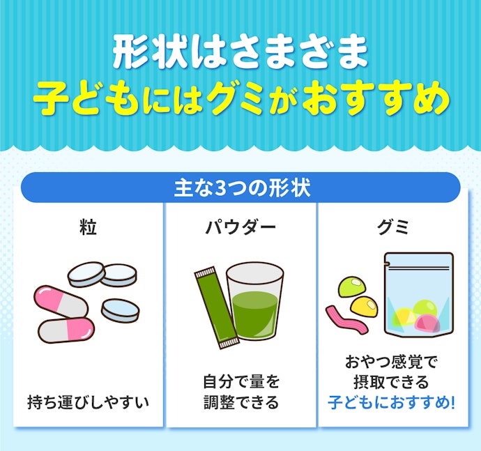 自分が摂取しやすい形状を選ぼう