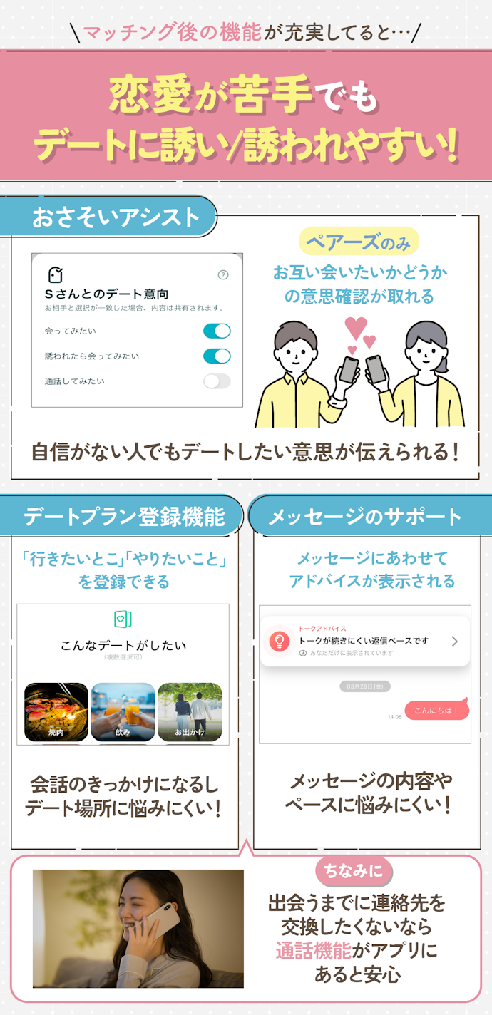 恋愛初心者はマッチングから会うまでをサポートしてくれるマッチングアプリがおすすめ