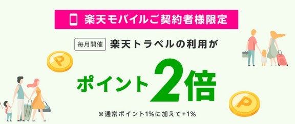 楽天モバイル契約者は国内宿泊でポイントアップ