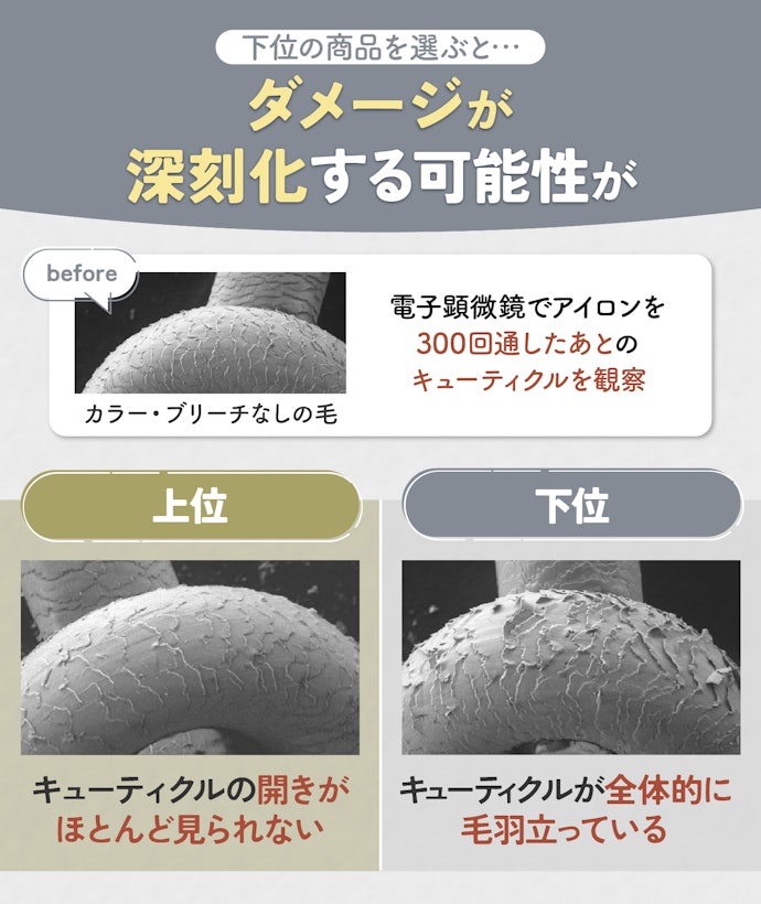 髪のダメージが気になる人は、使用後もキューティクルが整っていたストレートアイロンがおすすめ