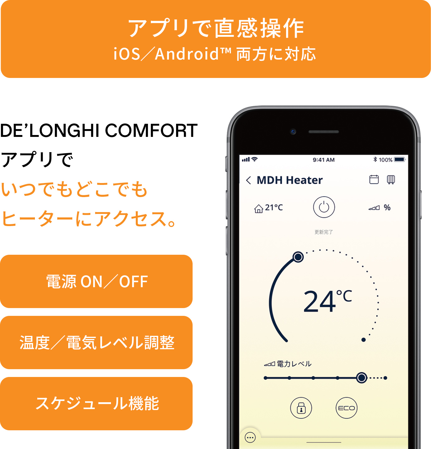 DeLonghi ヒーター 6段階温度設定 DeLonghi ヒーター 6段階温度設定