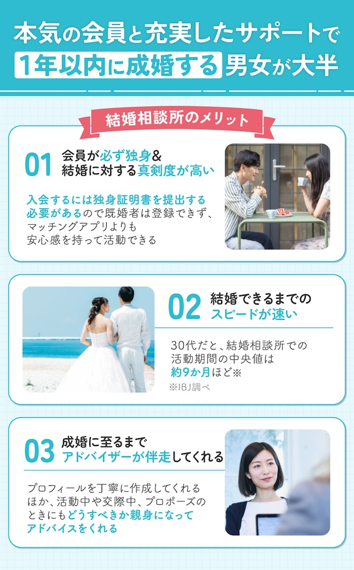 婚活に真剣な人が集まるサービス。短期間で確実に結婚したい人にとっては理想的
