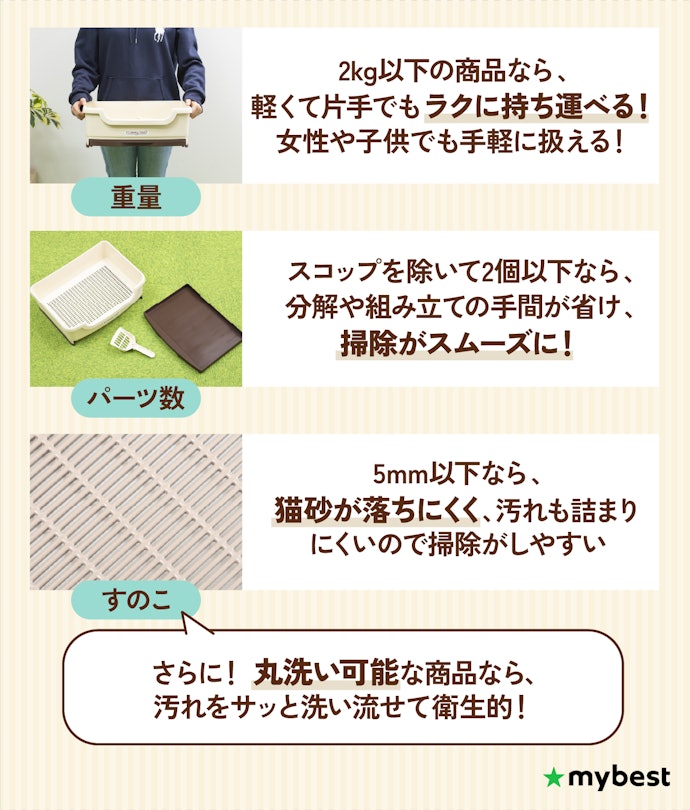 掃除に手間のかからない、組み立てやすいものを選ぼう