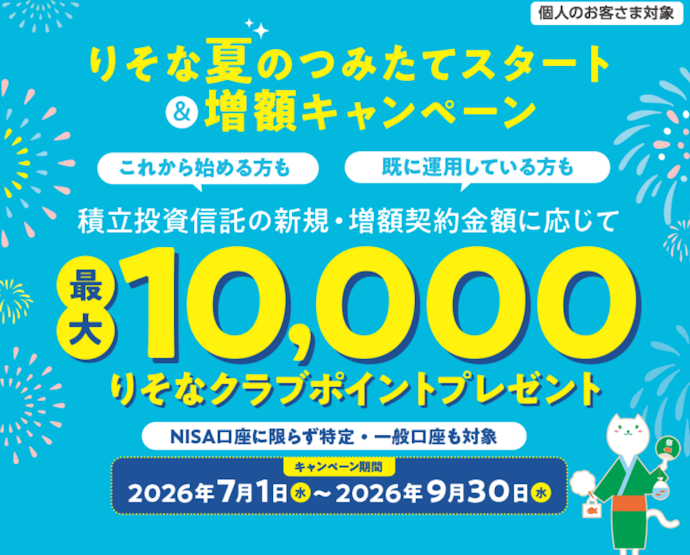 投資信託の積立をはじめると最大10,000ポイントがもらえる