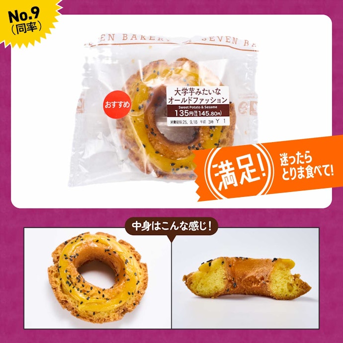 【9位同率】セブン-イレブン「大学芋みたいなオールドファッション」(146円)