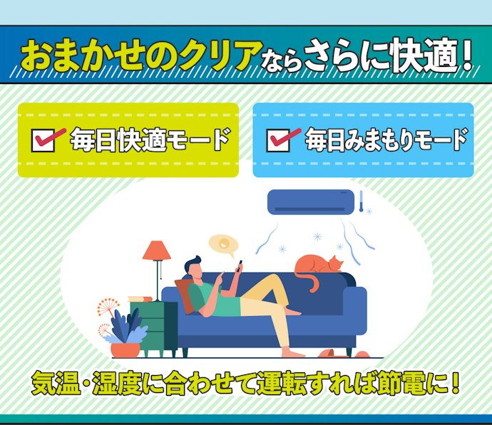 自動で快適な室温に調整できる「おまかせノクリア」に注目