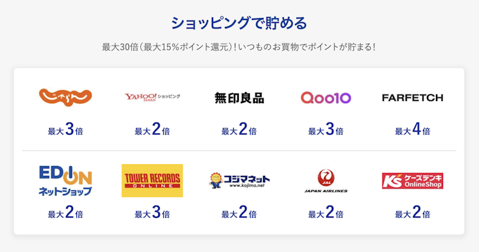 セゾンカードインターナショナル:セゾンポイントモール経由でネット通販のポイントを上乗せできる
