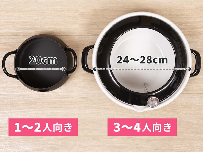 作る料理や人数に合わせてサイズを決めよう