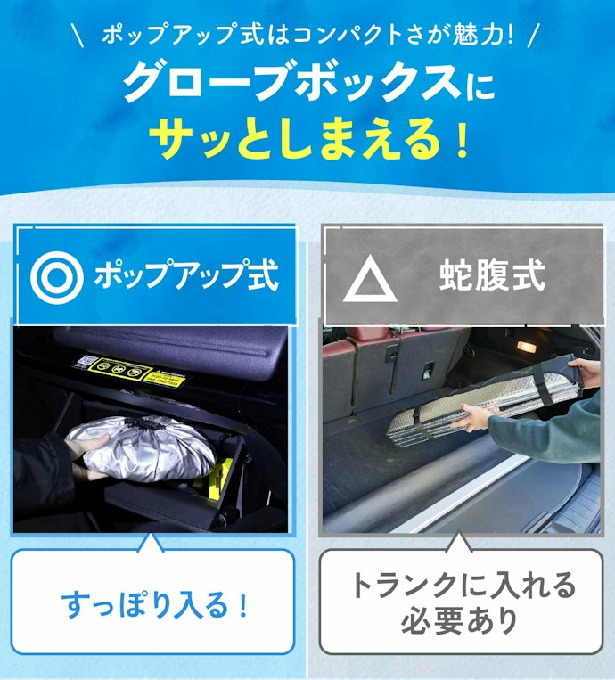 車内をすっきり保ちたい人は、ポップアップ式を選択肢に入れて