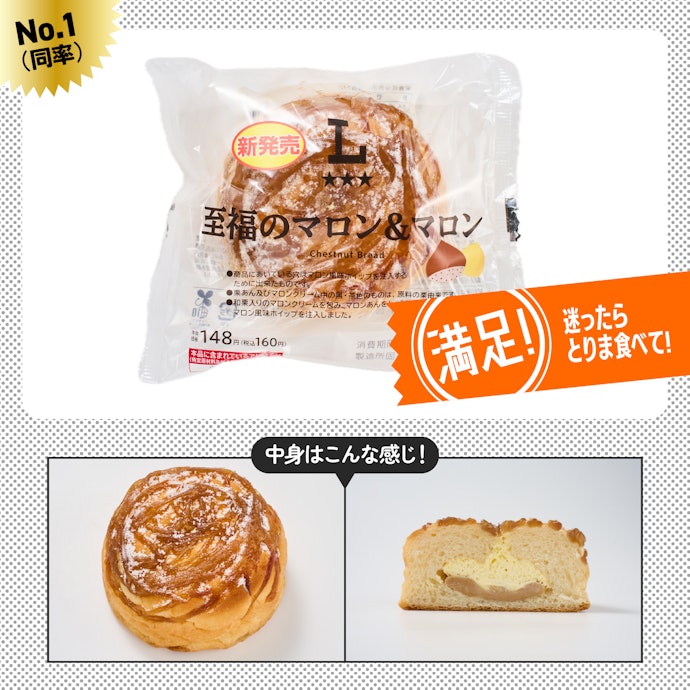 【1位(同率)】ローソン「至福のマロン&マロン」(160円)